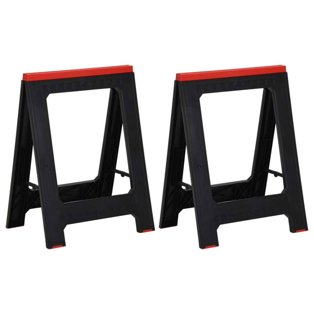 Arbeitsböcke 2 Stk. Klappbar Schwarz & Rot Polypropylen 350 kg