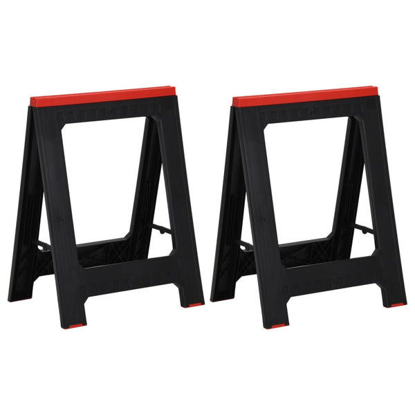 Arbeitsböcke 2 Stk. Klappbar Schwarz & Rot Polypropylen 350 kg