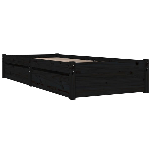 Bett mit Schubladen Schwarz 90x190 cm