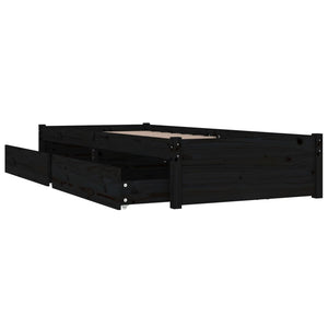 Bett mit Schubladen Schwarz 90x190 cm