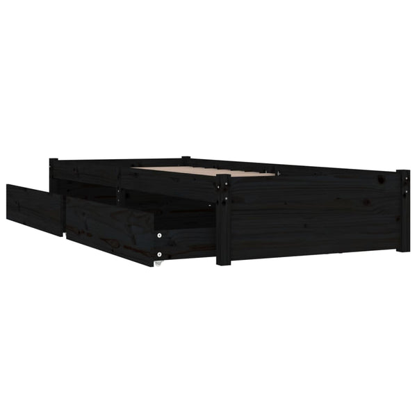 Bett mit Schubladen Schwarz 90x190 cm