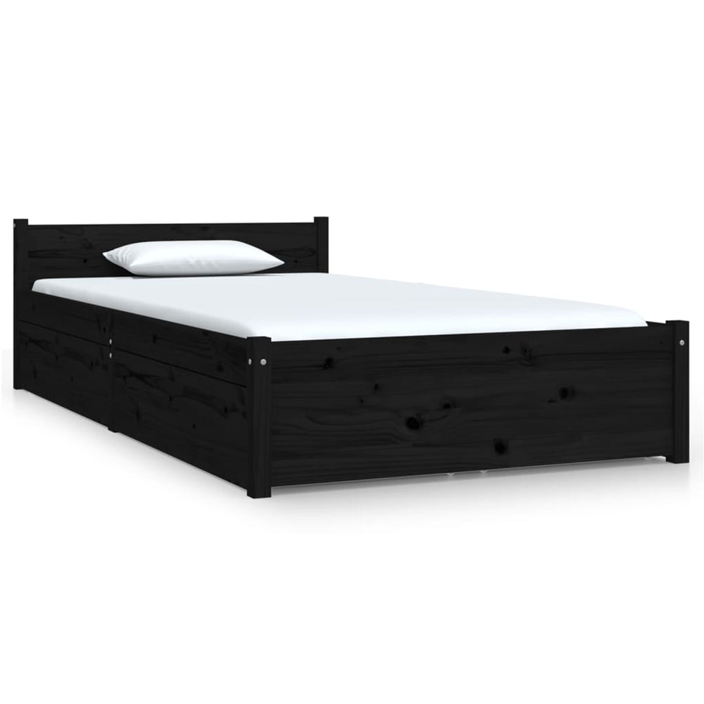 Bett mit Schubladen Schwarz 90x190 cm