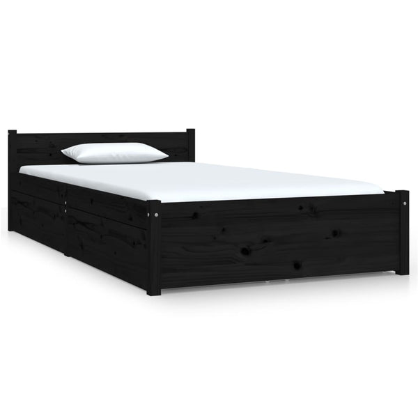 Bett mit Schubladen Schwarz 90x190 cm