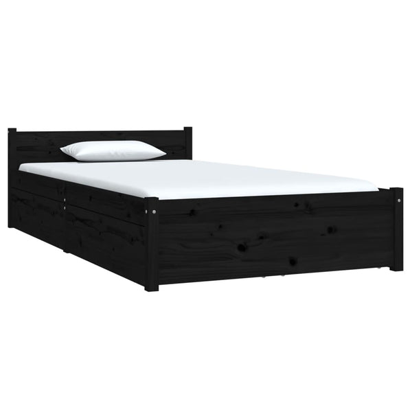 Bett mit Schubladen Schwarz 90x190 cm