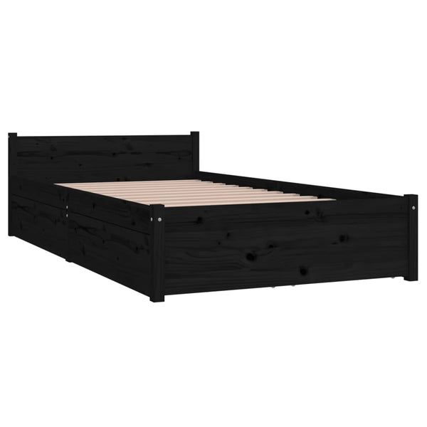 Bett mit Schubladen Schwarz 90x190 cm