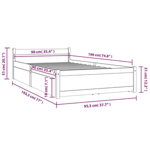 Bett mit Schubladen Schwarz 90x190 cm