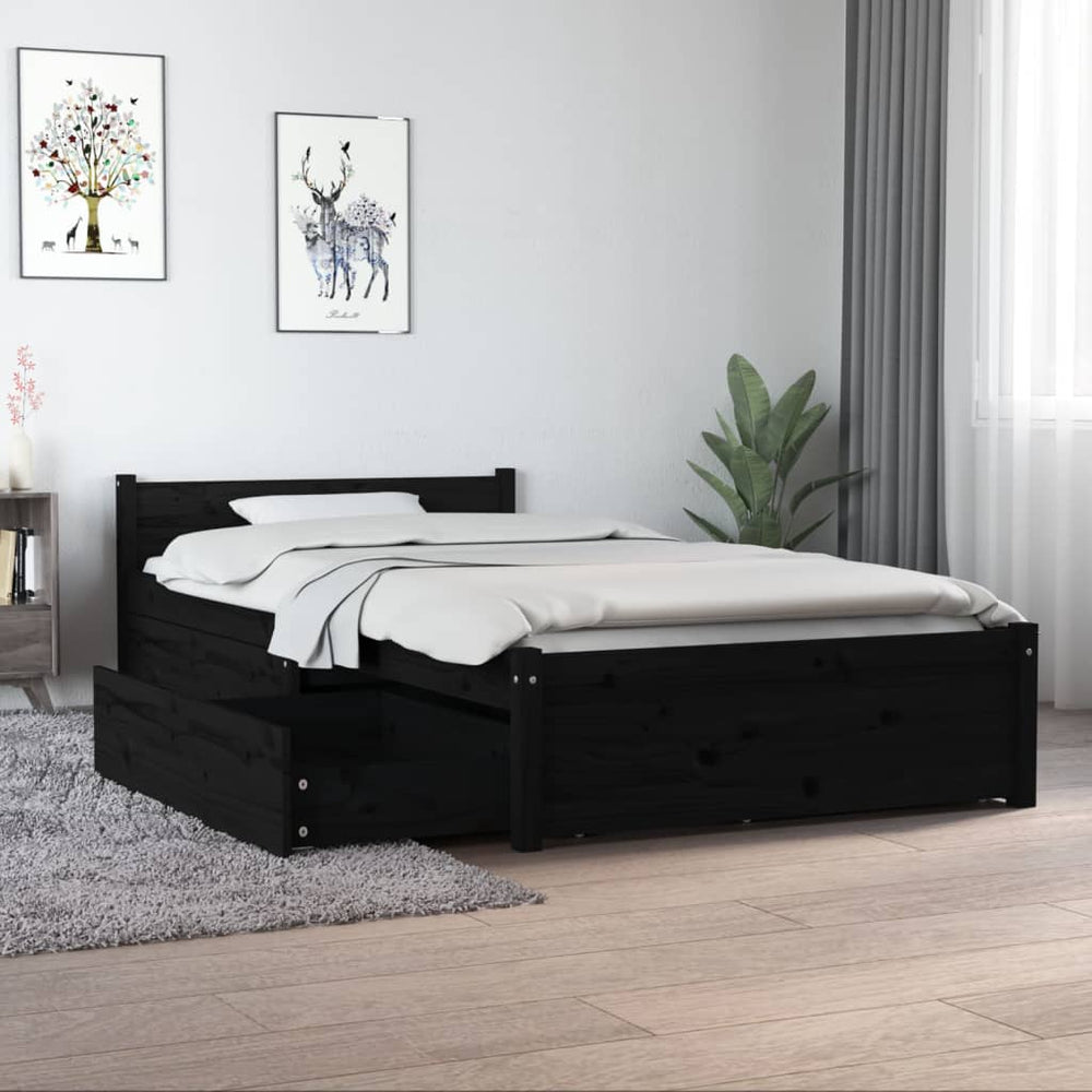 Bett mit Schubladen Schwarz 90x190 cm