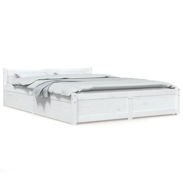 vidaXL Lit avec tiroirs Blanc 140x190 cm