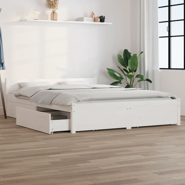 vidaXL Lit avec tiroirs Blanc 140x190 cm