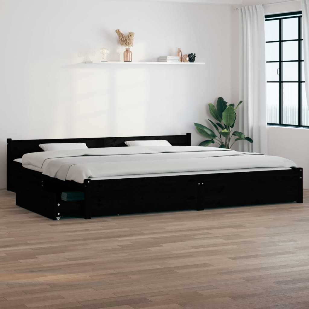 Bett mit Schubladen Schwarz 180x200 cm