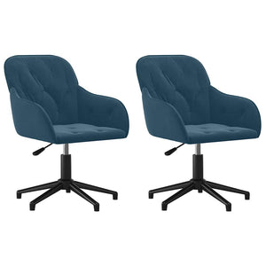 Esszimmerstühle 2 Stk. Drehbar Blau Samt
