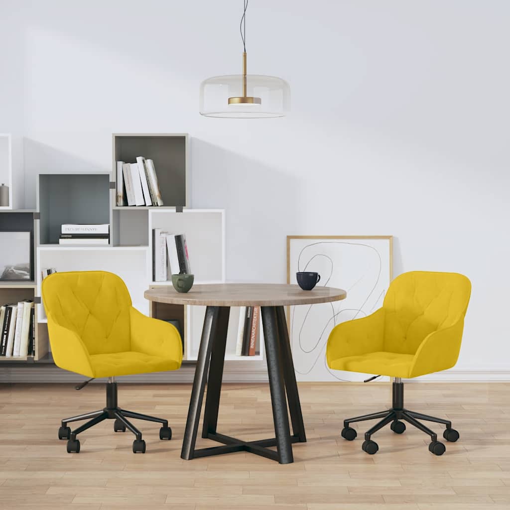Esszimmerstühle 2 Stk. Drehbar Gelb Samt