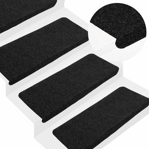 Selbstklebende Stufenmatten, 15er Set, Schwarz