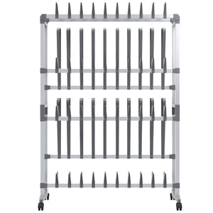 Schuhregal Silber mit Rollen 89x27x120 cm