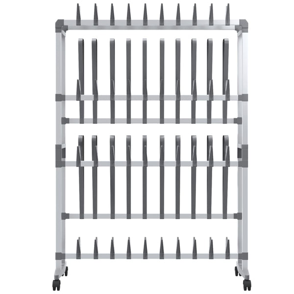 Schuhregal Silber mit Rollen 89x27x120 cm