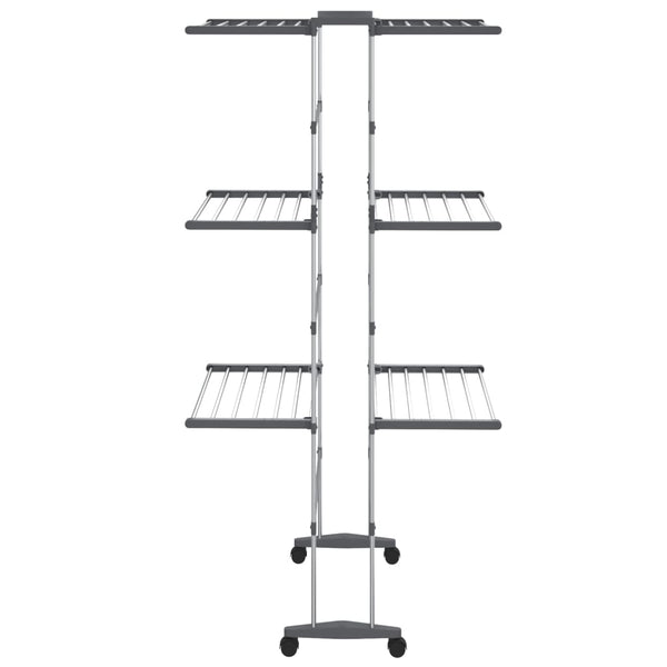 Wäscheständer 3-Etagen Rollen 60x70x129cm Silber