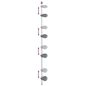 Teleskop-Eckregal, 4 Etagen, Silber