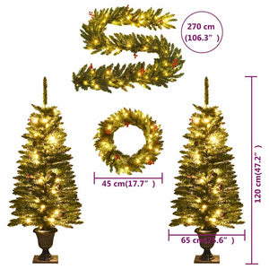 LED-Weihnachtsbaum Set mit Kranz & Girlande