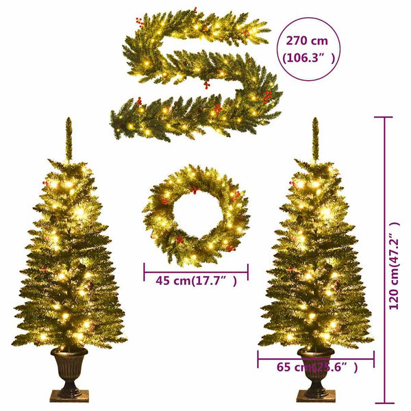 LED-Weihnachtsbaum Set mit Kranz & Girlande