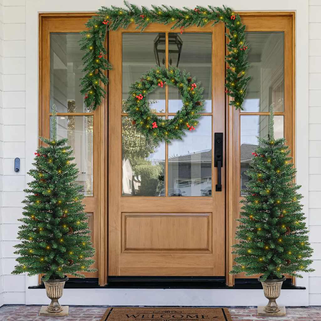 LED-Weihnachtsbaum Set mit Kranz & Girlande