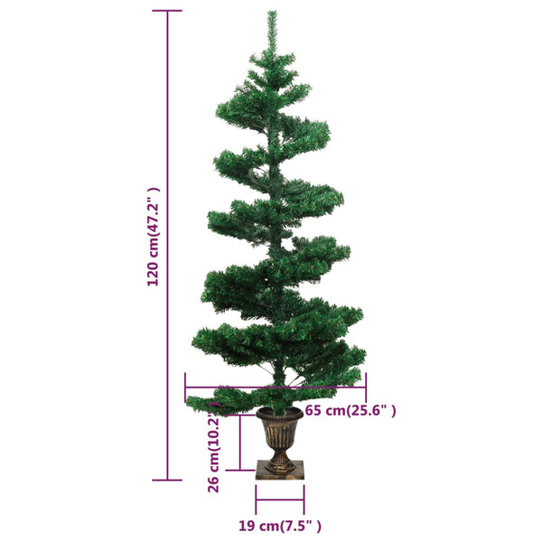 Spiral Weihnachtsbaum mit LED Grün 120cm