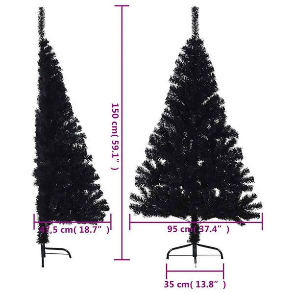 Halb Weihnachtsbaum Schwarz 150cm