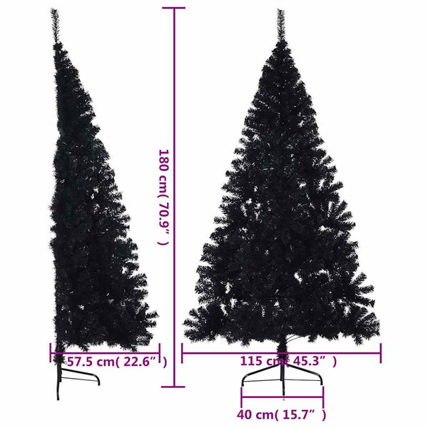 Schwarzer Halb-Weihnachtsbaum 180cm