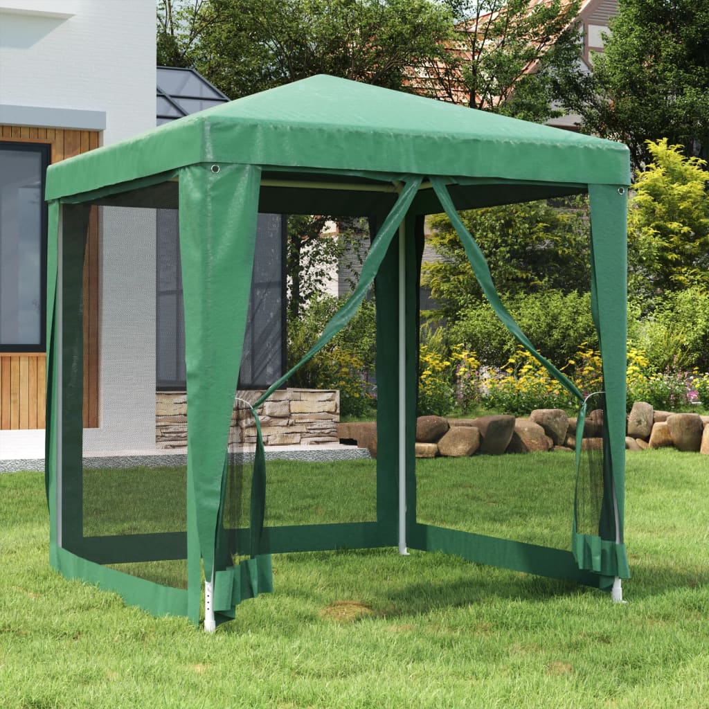 vidaXL Tente de réception avec 4 parois latérales en maille filet Vert 2x2 m HDPE
