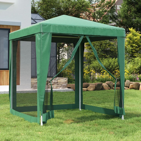 vidaXL Tente de réception avec 4 parois latérales en maille filet Vert 2x2 m HDPE
