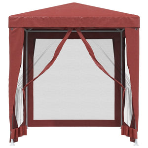 vidaXL Tente de réception avec 4 parois latérales en maille Rouge 2x2 m PEHD