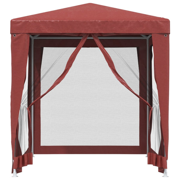 vidaXL Tente de réception avec 4 parois latérales en maille Rouge 2x2 m PEHD