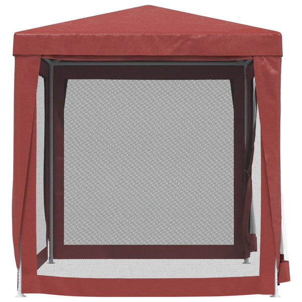 vidaXL Tente de réception avec 4 parois latérales en maille Rouge 2x2 m PEHD