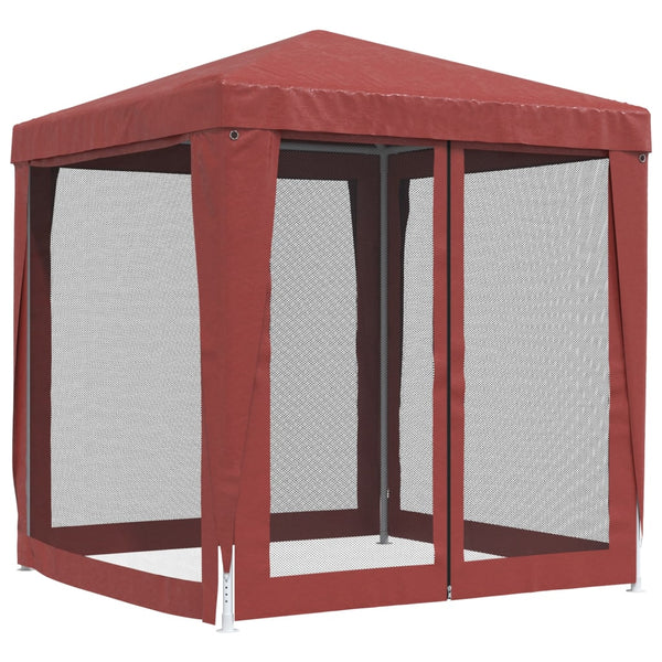 vidaXL Tente de réception avec 4 parois latérales en maille Rouge 2x2 m PEHD
