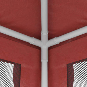 vidaXL Tente de réception avec 4 parois latérales en maille Rouge 2x2 m PEHD