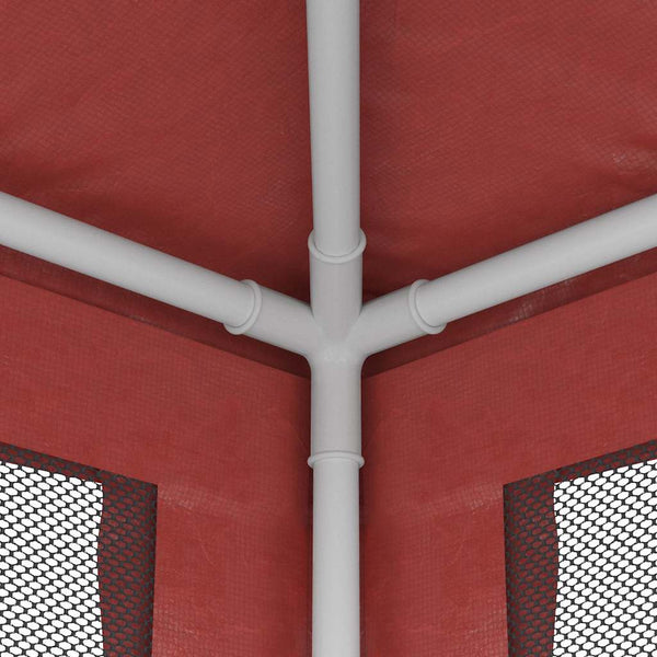 vidaXL Tente de réception avec 4 parois latérales en maille Rouge 2x2 m PEHD