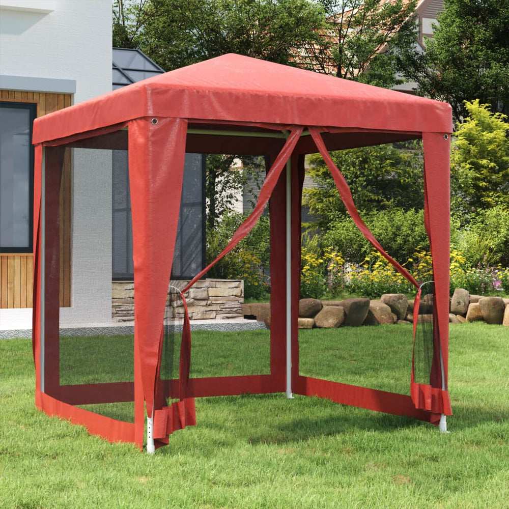 Rotes Partyzelt mit Mesh-Seitenwänden 2x2 m