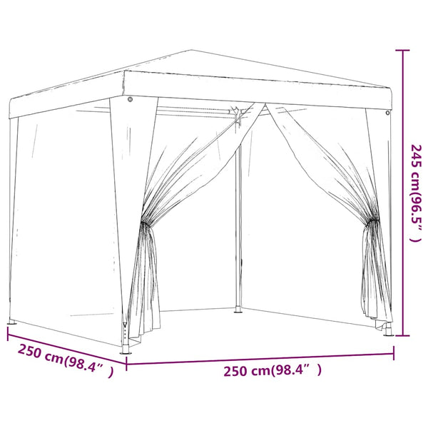 Blaues Partyzelt mit Mesh-Seitenwänden 2,5x2,5 m