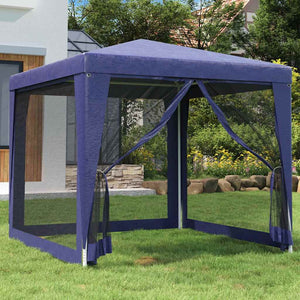 Blaues Partyzelt mit Mesh-Seitenwänden 2,5x2,5 m