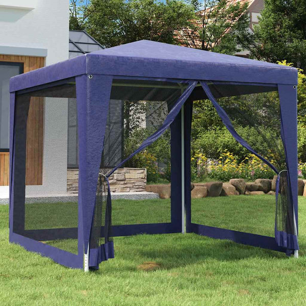 Blaues Partyzelt mit Mesh-Seitenwänden 2,5x2,5 m
