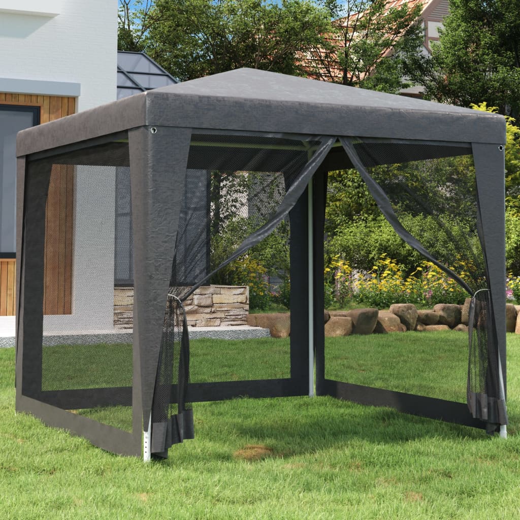 vidaXL Tente de réception avec 4 parois latérales en maille Gris anthracite 2,5x2,5 m PEHD