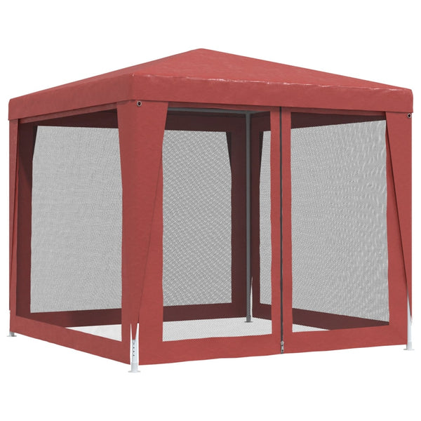 vidaXL Tente de réception 4 parois en maille Rouge 2,5x2,5 m PEHD