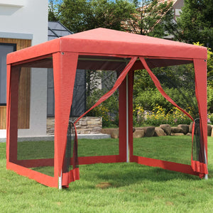 vidaXL Tente de réception 4 parois en maille Rouge 2,5x2,5 m PEHD