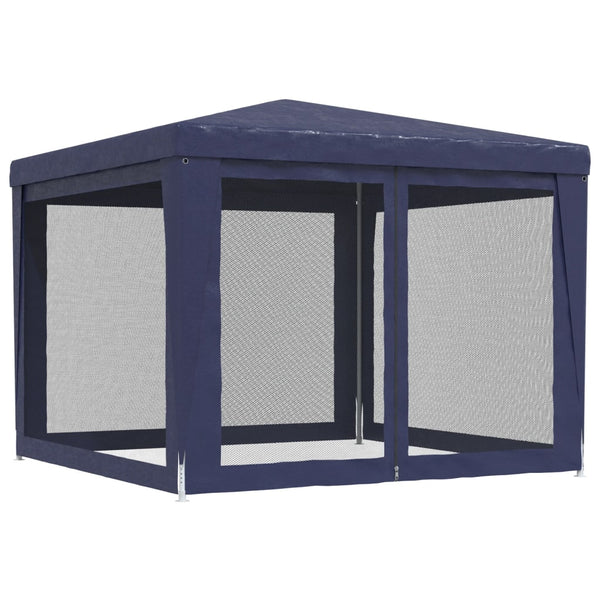 Blaues Partyzelt 3x3 m mit Mesh-Seitenwänden