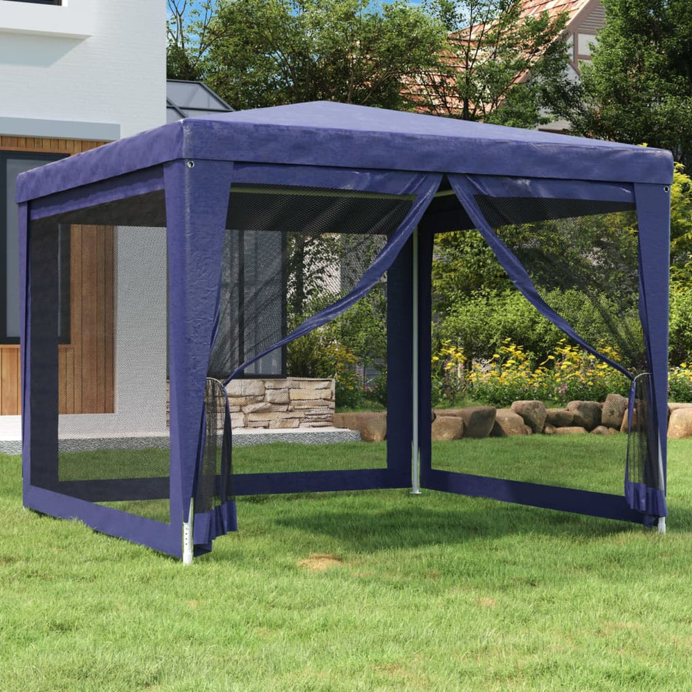 Blaues Partyzelt 3x3 m mit Mesh-Seitenwänden