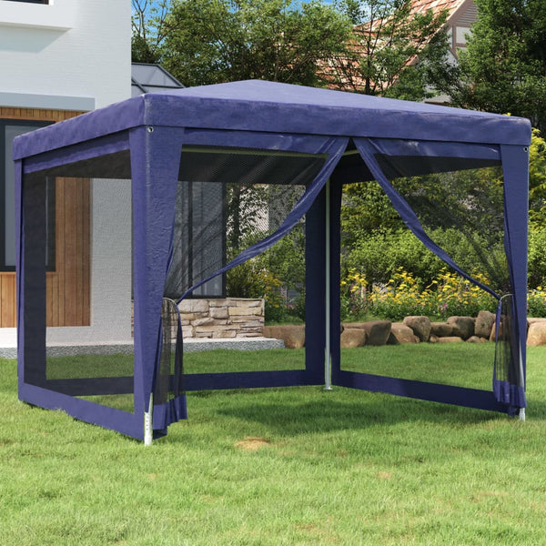 Blaues Partyzelt 3x3 m mit Mesh-Seitenwänden