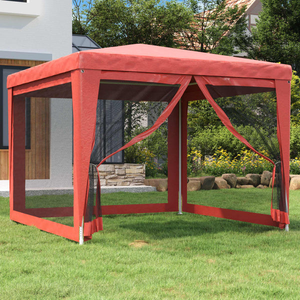 Rotes Partyzelt 3x3m mit Mesh-Seitenwänden