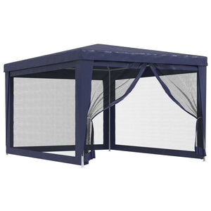 Blaues Partyzelt 3x4 m mit Mesh-Seitenwänden
