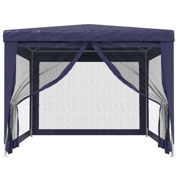 Blaues Partyzelt 3x4 m mit Mesh-Seitenwänden