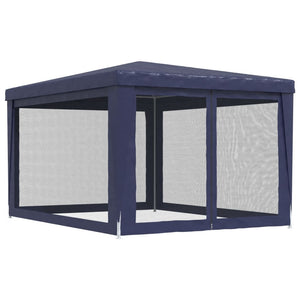 Blaues Partyzelt 3x4 m mit Mesh-Seitenwänden
