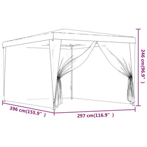 Blaues Partyzelt 3x4 m mit Mesh-Seitenwänden
